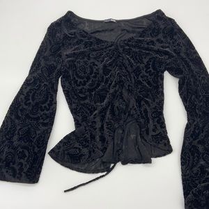 Suede Long Sleeve Crop Top